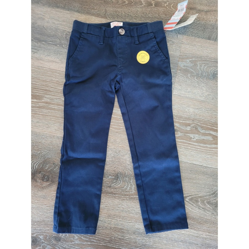 Cat & Jack Boys School Uniform Chino Pants 4T Blue Reinforced Knee #3
